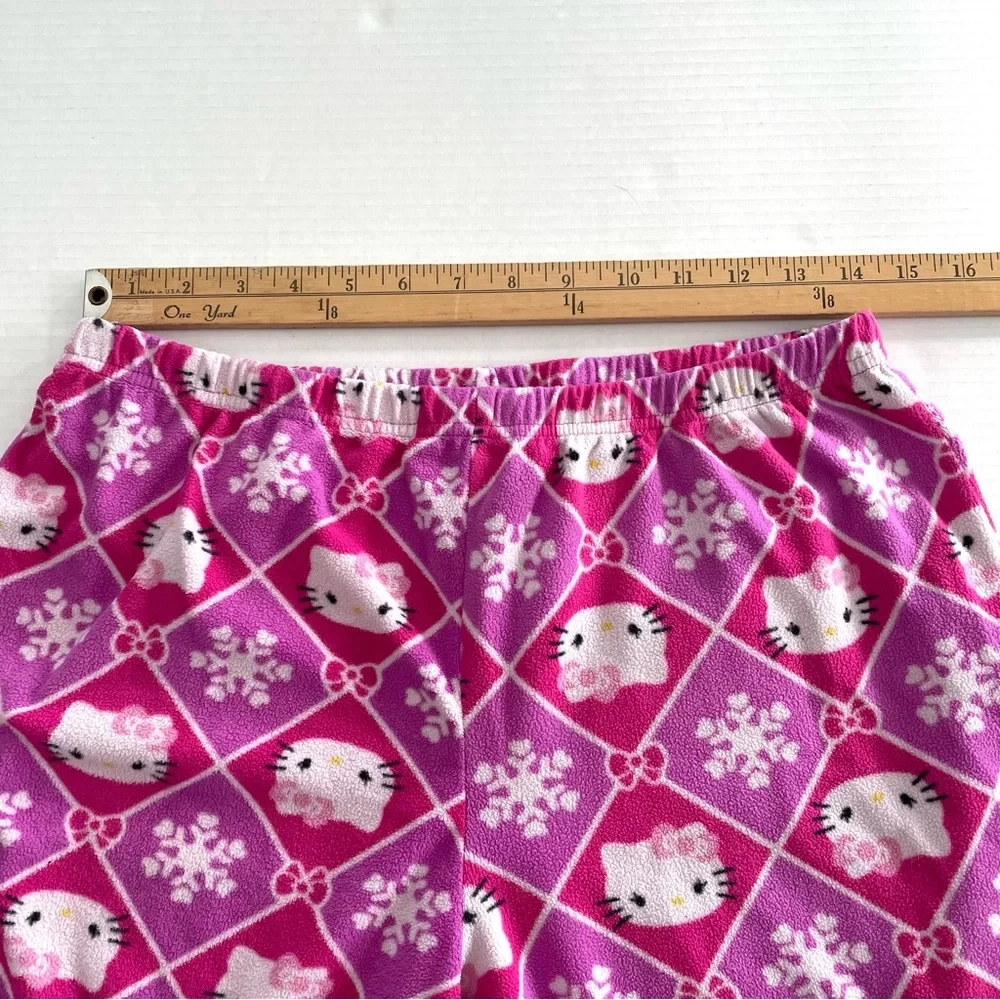 Hello Kitty winter pink white snowflake pajama‎ pants fleece